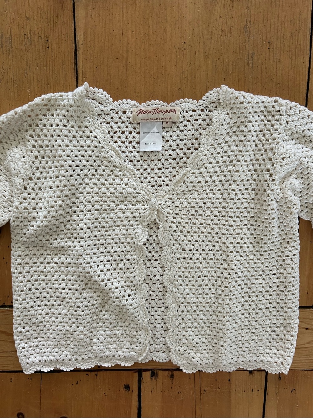 Vintage Cream Crochet Knit Cardigan Sweater